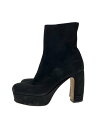【中古】MIU MIU◆使用感有り/ブーツ/37.5/ブラック【シューズ】