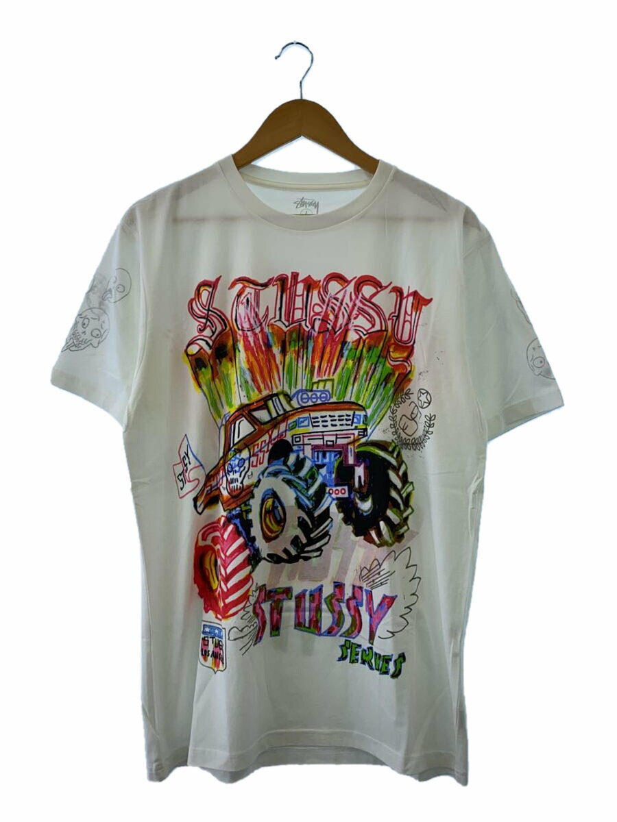 【中古】STUSSY◆Tシャツ/L/コットン/WHT【メンズウェア】