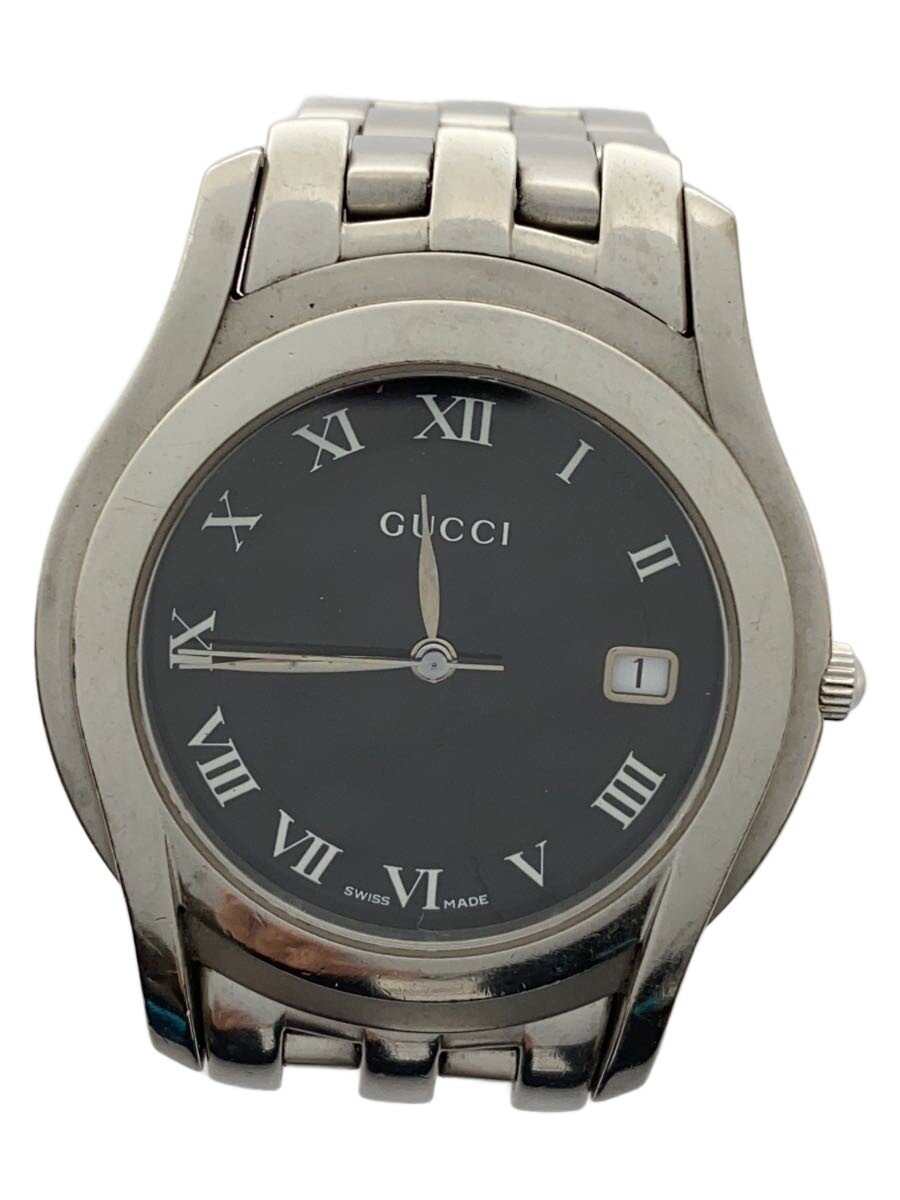 【中古】GUCCI◆クォーツ腕時計/アナログ/ステンレス/BLK/SLV/SS/5500M【服飾雑貨他】