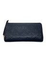 【中古】LOUIS VUITTON◆ジッピー・ウォレット_モノグラム・アンプラント_BLK/牛革/BLK/メンズ【服飾雑貨他】