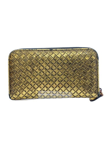 【中古】BOTTEGA VENETA◆長財布/レザー/ブラック×ゴールド/イントレチャート/ラウンドジップ/メンズ/箔加工【服飾雑貨他】 【中古】BOTTEGA VENETA◆長財布/レザー/ブラック×ゴールド/イントレチャート/ラウンドジップ/メンズ/箔加工【服飾雑貨他】