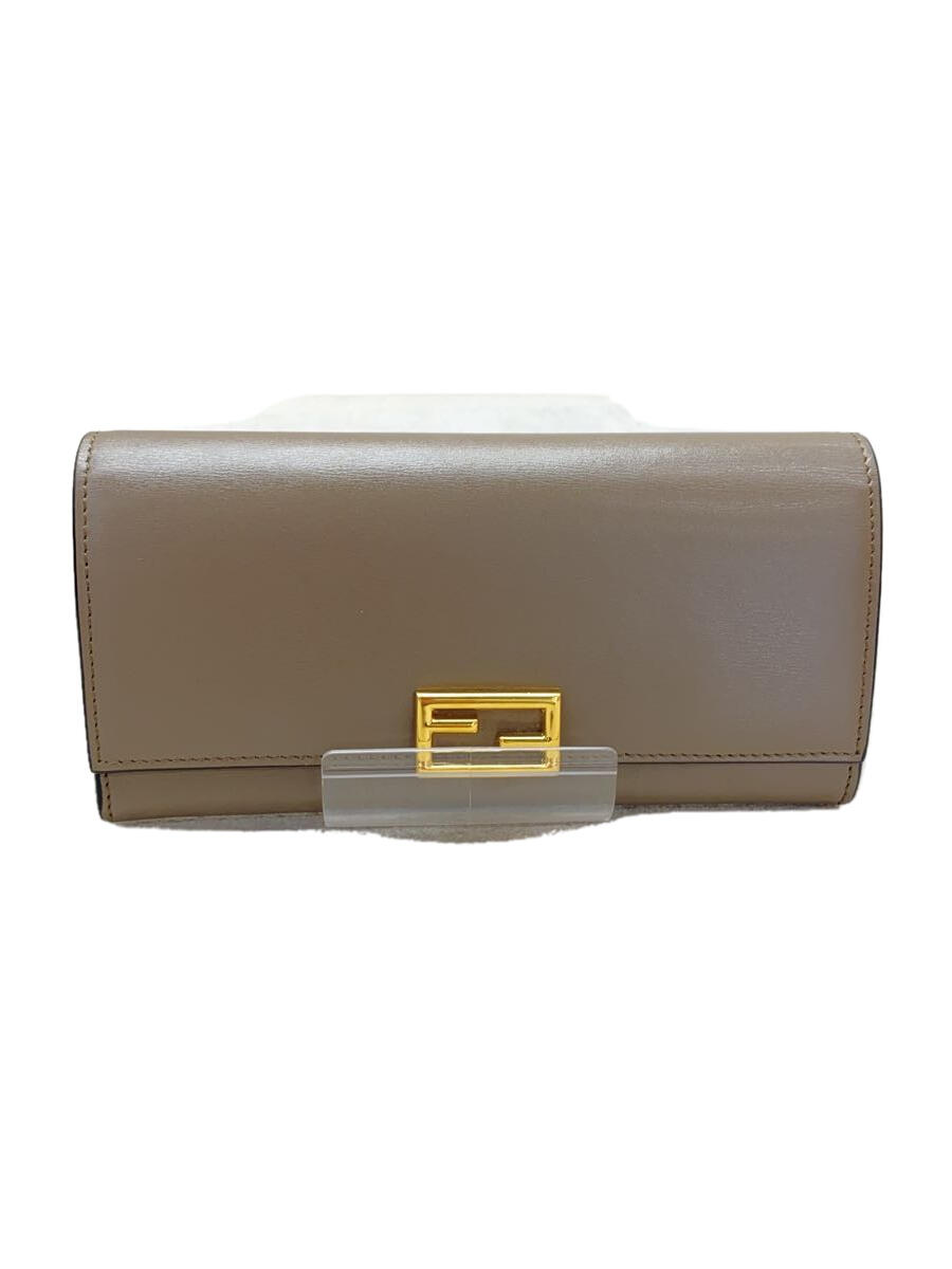 【中古】FENDI◆長財布/レザー/BEG/無