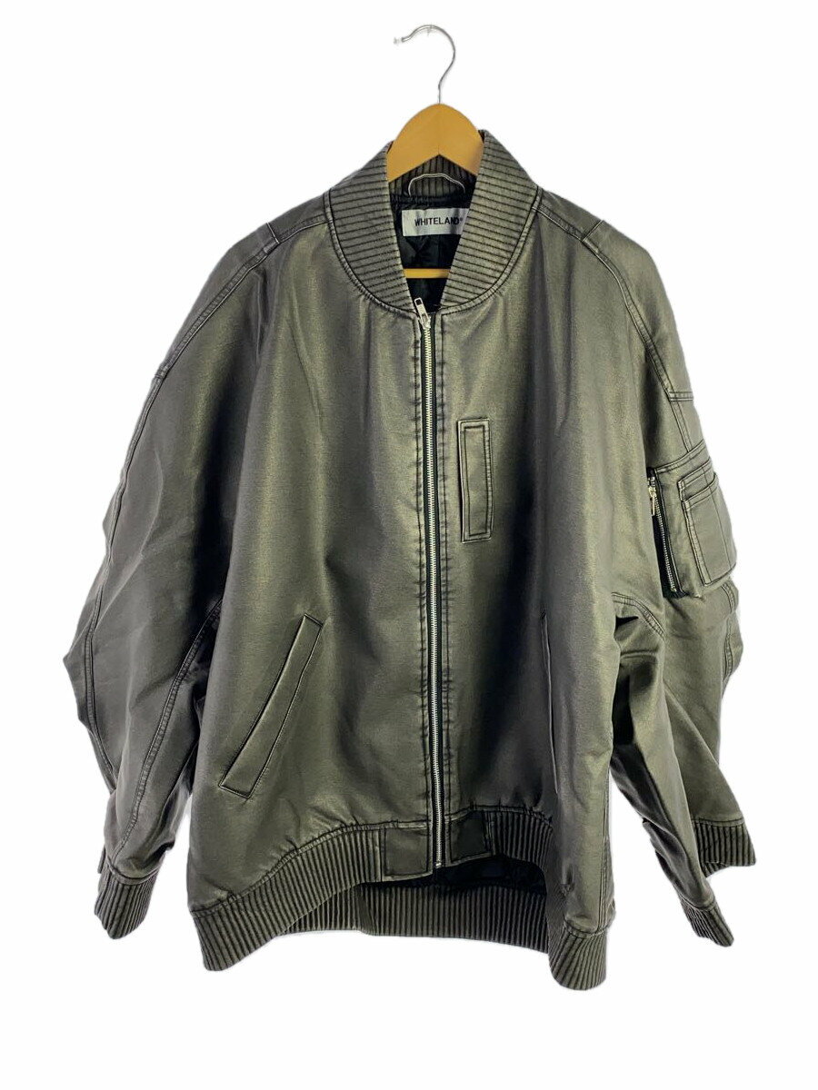 【中古】WHITELAND BLACKBURN◆BIG PU MA-1/中綿ブルゾン/FREE/ポリエステル/グレー【メンズウェア】