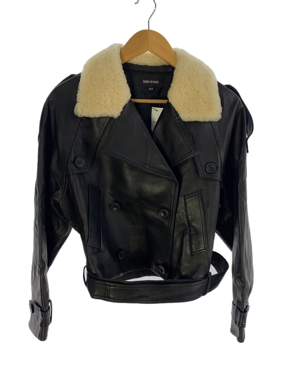 【中古】MEOTINE/コート/S/羊革/BLK/無地/AW23-BOBBY-FUR-BL【レディースウェア】