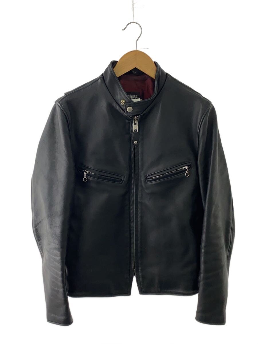 Rakuten - 【中古】Schott◆シングルライダースジャケット/36/牛革/BLK/7009【メンズウェア】