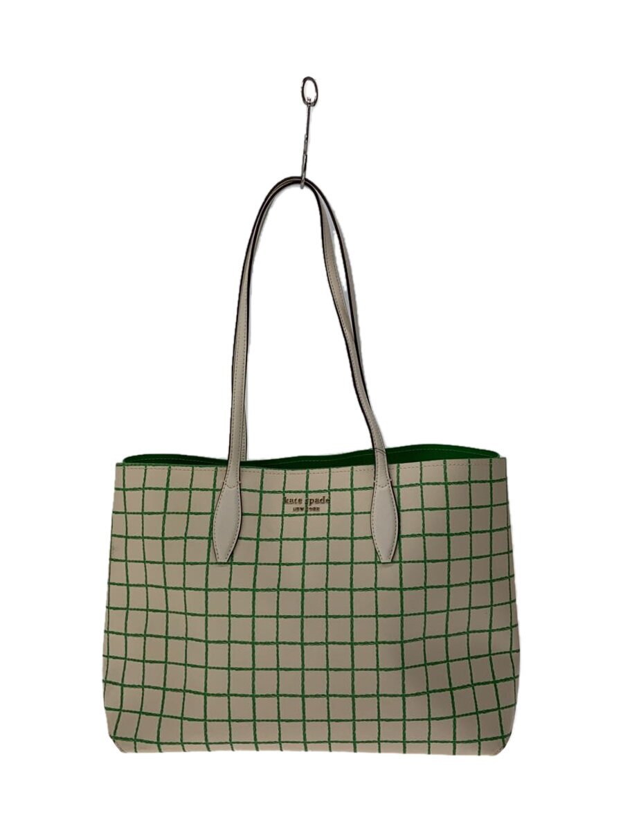 KATE SPADE - 【中古】kate spade new york◆トートバッグ/--/WHT/チェック【バッグ】