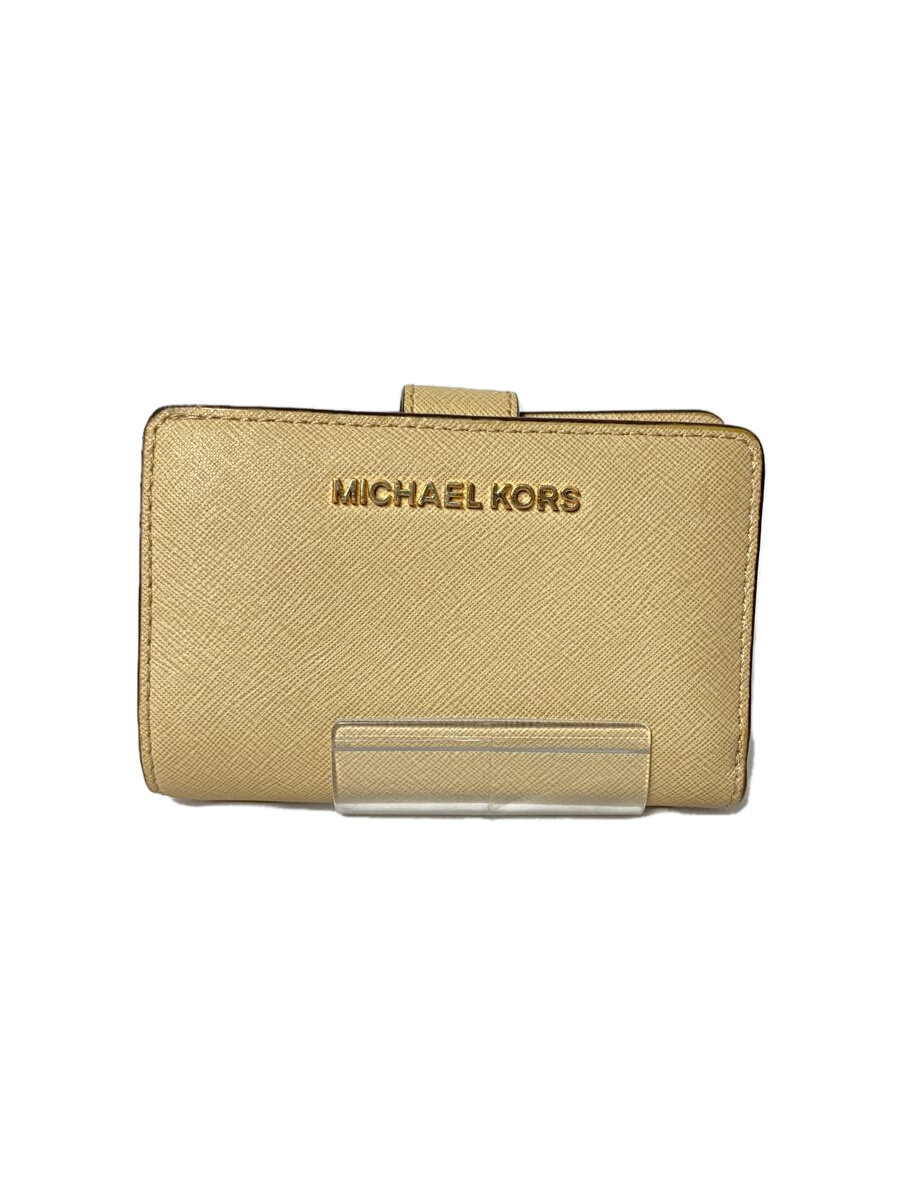 【中古】MICHAEL KORS◆2つ折り財布/--/BEG/無地/レディース/M-1904【服飾雑貨他】