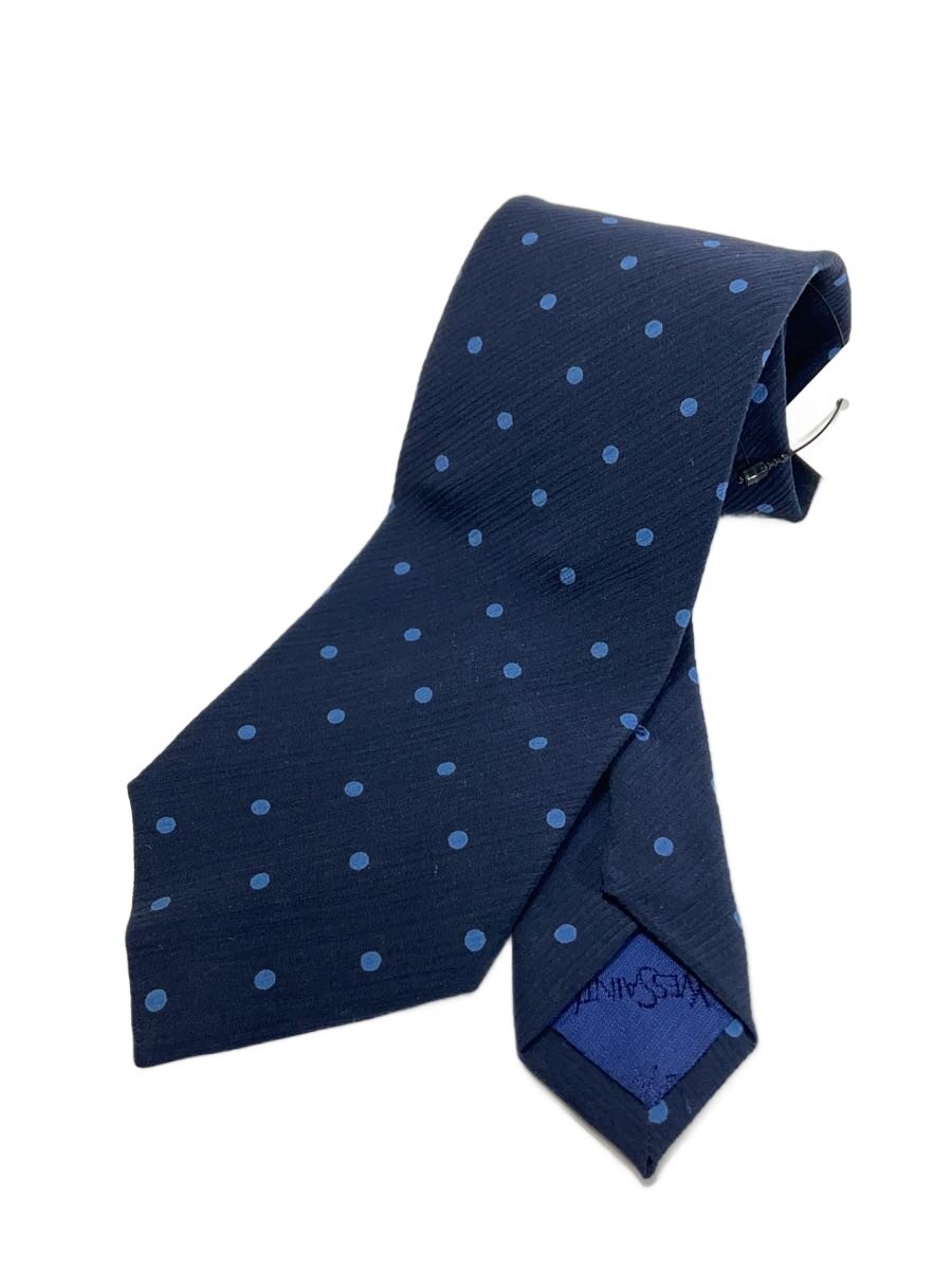 Yves Saint Laurent - 【中古】YVES SAINT LAURENT◆ネクタイ/シルク/NVY/ドット/メンズ【服飾雑貨他】