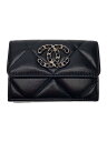 【中古】CHANEL◆3ツ折サイフ_19_マトラッセ_ラムスキン_ココマーク_PNK/羊革/BLK/無地/レディース【服飾雑貨他】