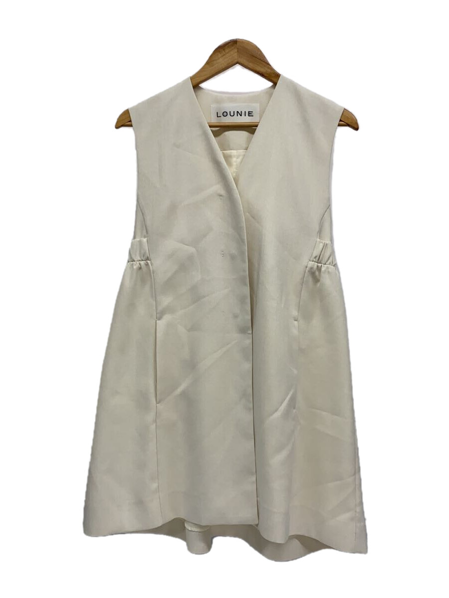 【中古】LOUNIE◆24SS/ギャザーデザインジレ/36/ポリエステル/IVO/無地【レディースウェア】