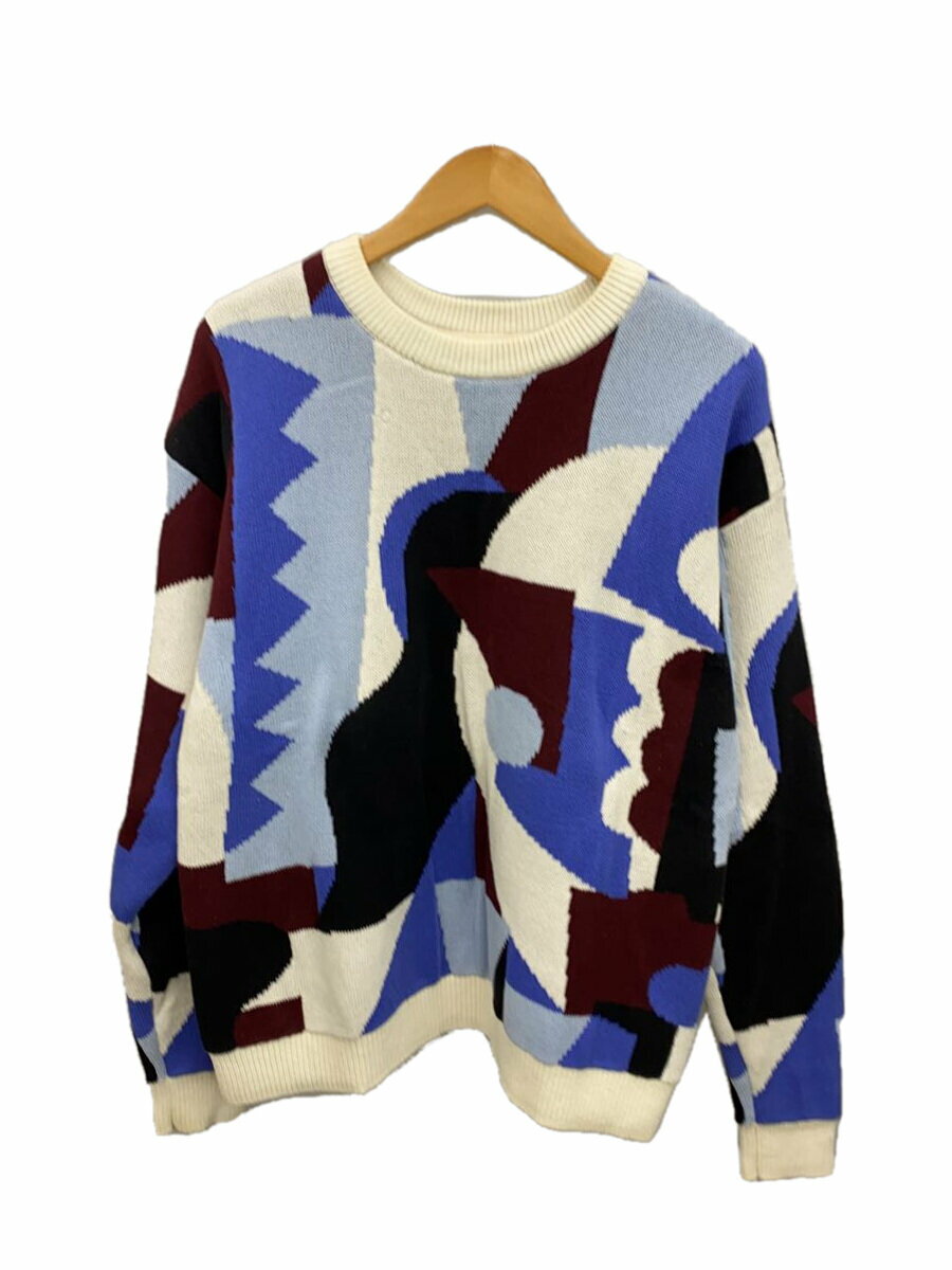 【中古】NAPAPIJRI◆クルーネックセーター/ニット・セーター(厚手)/L/コットン/マルチカラー/NOYIG8【メンズウェア】