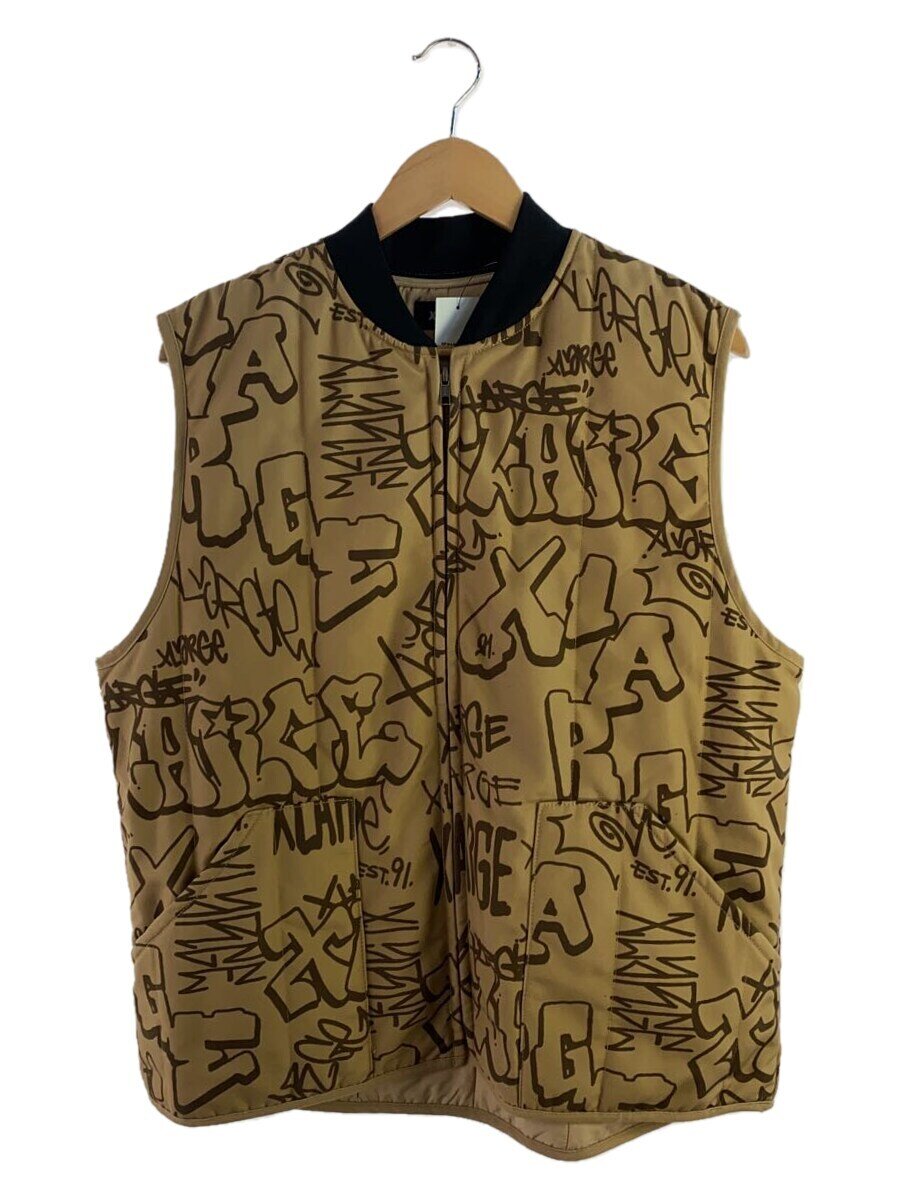 【中古】X-LARGE◆ベスト/L/ポリエステル/BEG/総柄/101234021003【メンズウェア】