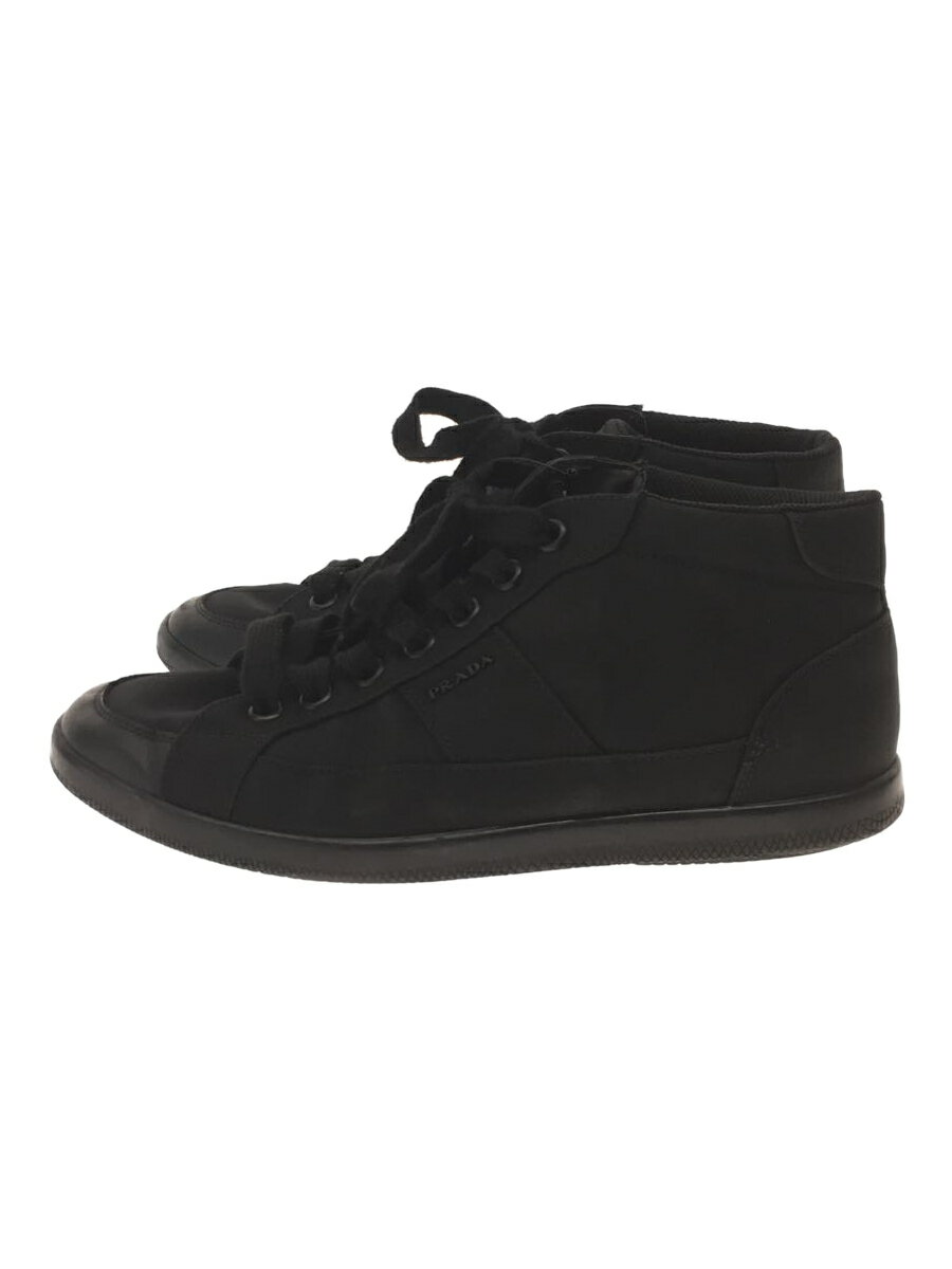 【中古】PRADA◆High-Top sneakers/ハイカットスニーカー/UK5.5/BLK/ナイロン/4T3029【シューズ】