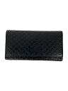 【中古】GUCCI◆長財布/マイクログッチシマ/レザー/ブラック/メンズ【服飾雑貨他】