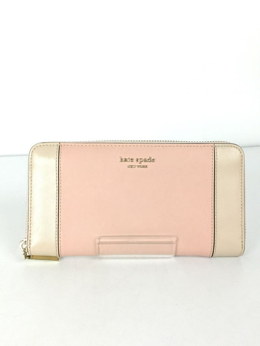 【中古】kate spade new york◆スペンサー/ラウンドジップ/長財布/PVC/ピンク/レディース【服飾雑貨他】