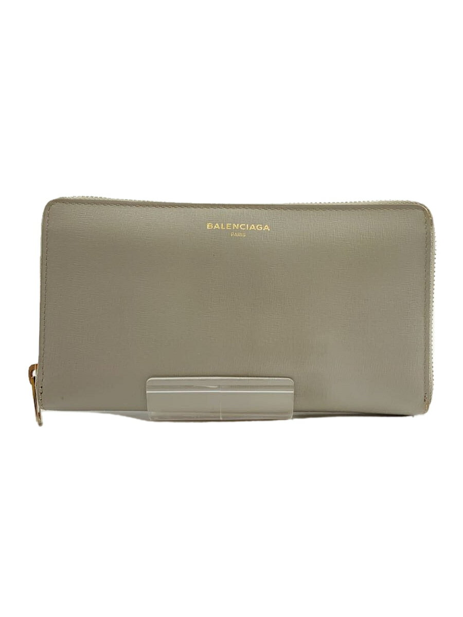 【中古】BALENCIAGA◆長財布/レザー/GRY