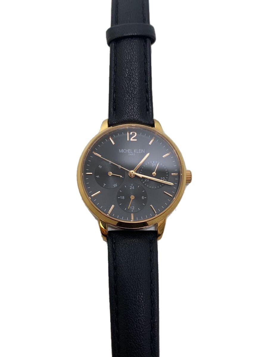 Michelle Klein - 【中古】MICHEL KLEIN◆クォーツ腕時計/アナログ/BLK/BLK/mk-16020【服飾雑貨他】