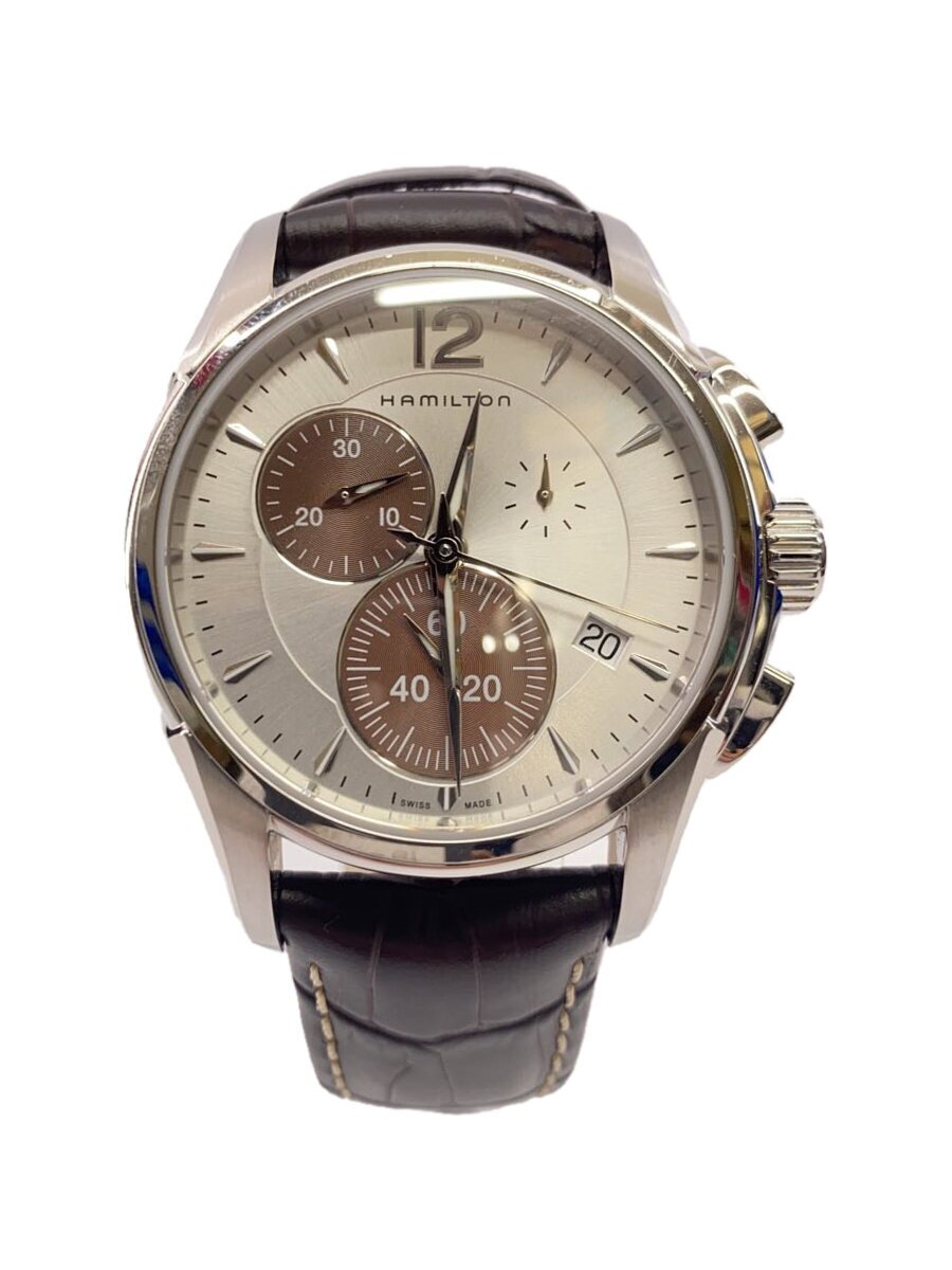 【中古】HAMILTON◆クォーツ腕時計/アナログ/レザー/SLV/BRW/H326121【服飾雑貨他】