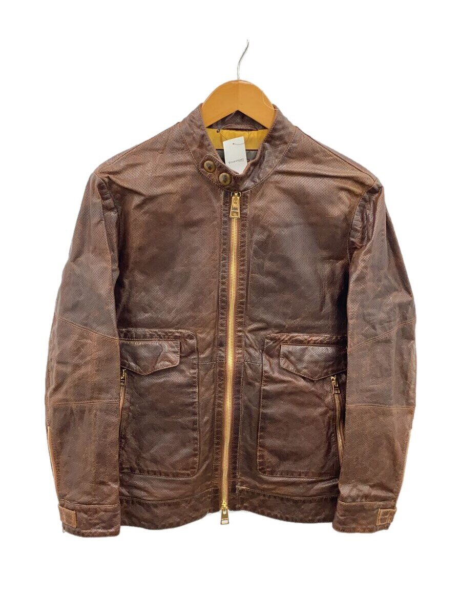 【中古】ETRO◆シングルライダースジャケット/--/羊革/BRW/161-1L314-9405【メンズウェア】