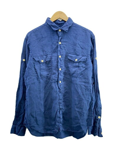 【中古】POLO RALPH LAUREN◆90s/Wフラップ/長袖シャツ/M/リネン/NVY/無地【メンズウェア】 【中古】POLO RALPH LAUREN◆90s/Wフラップ/長袖シャツ/M/リネン/NVY/無地【メンズウェア】