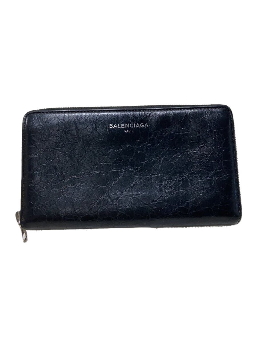 【中古】BALENCIAGA◆長財布/羊革/BLK/無地/メンズ/519641【服飾雑貨他】