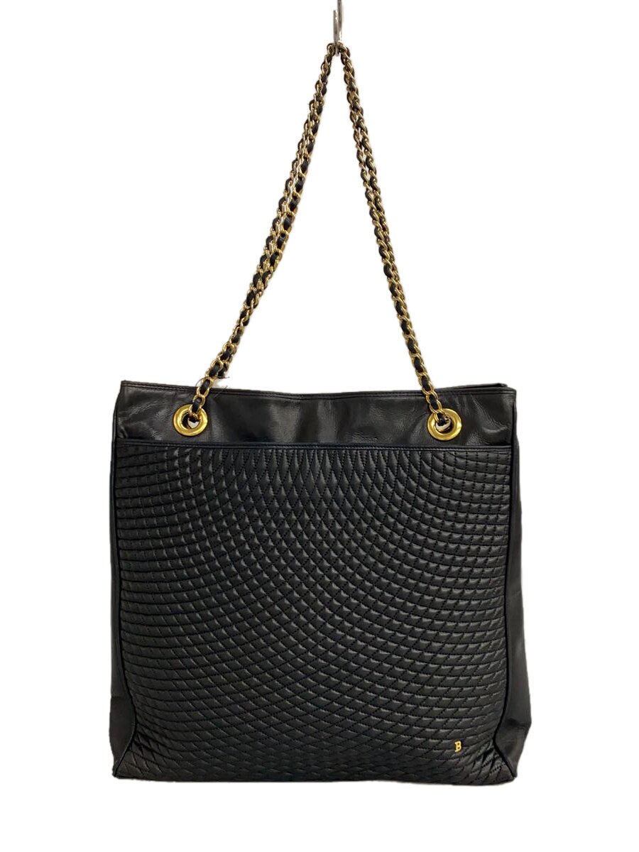 BALLY - 【中古】BALLY◆トートバッグ/レザー/BLK/無地/チェーンストラップ【バッグ】