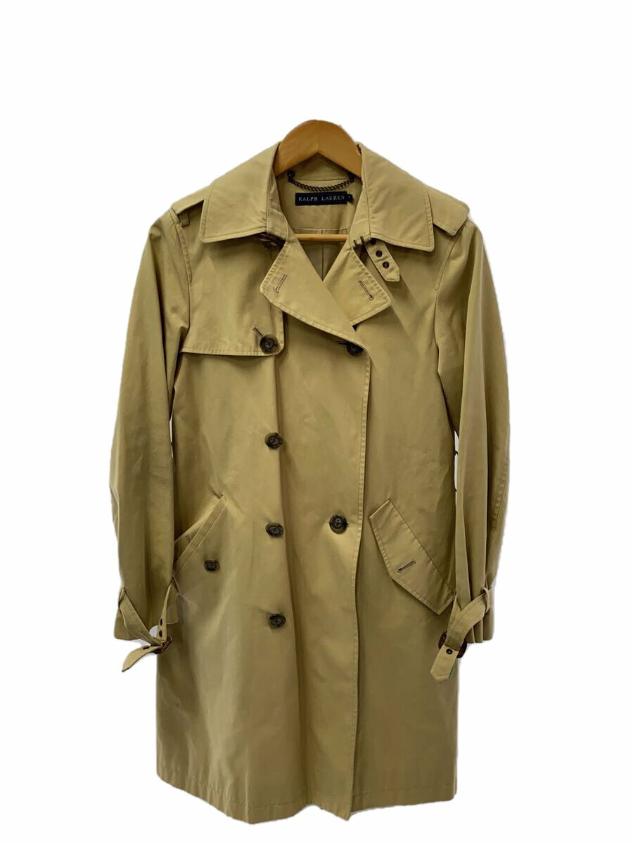 【中古】RALPH LAUREN◆トレンチコート/7/コットン/BEG/ベルト欠品//【レディースウェア】