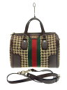 【中古】GUCCI◆グッチ/ボストンバッグ/レザー/ブラウン/千鳥格子/271623【バッグ】