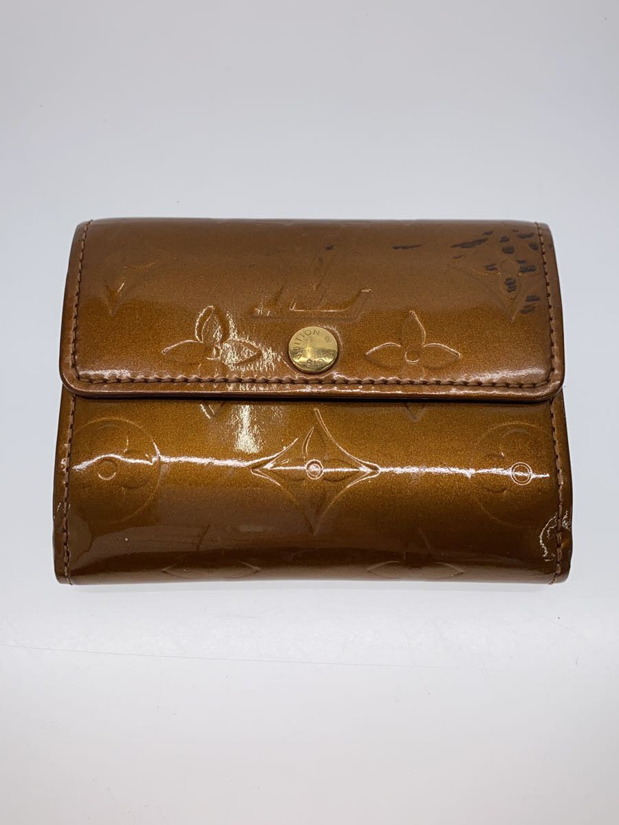 【中古】LOUIS VUITTON◆ポルト・モネ・ビエ・カルト・クレディ_モノグラム・ヴェルニ_BRW/エナメル/BRW/モノグラム/レディー【服飾雑貨他】