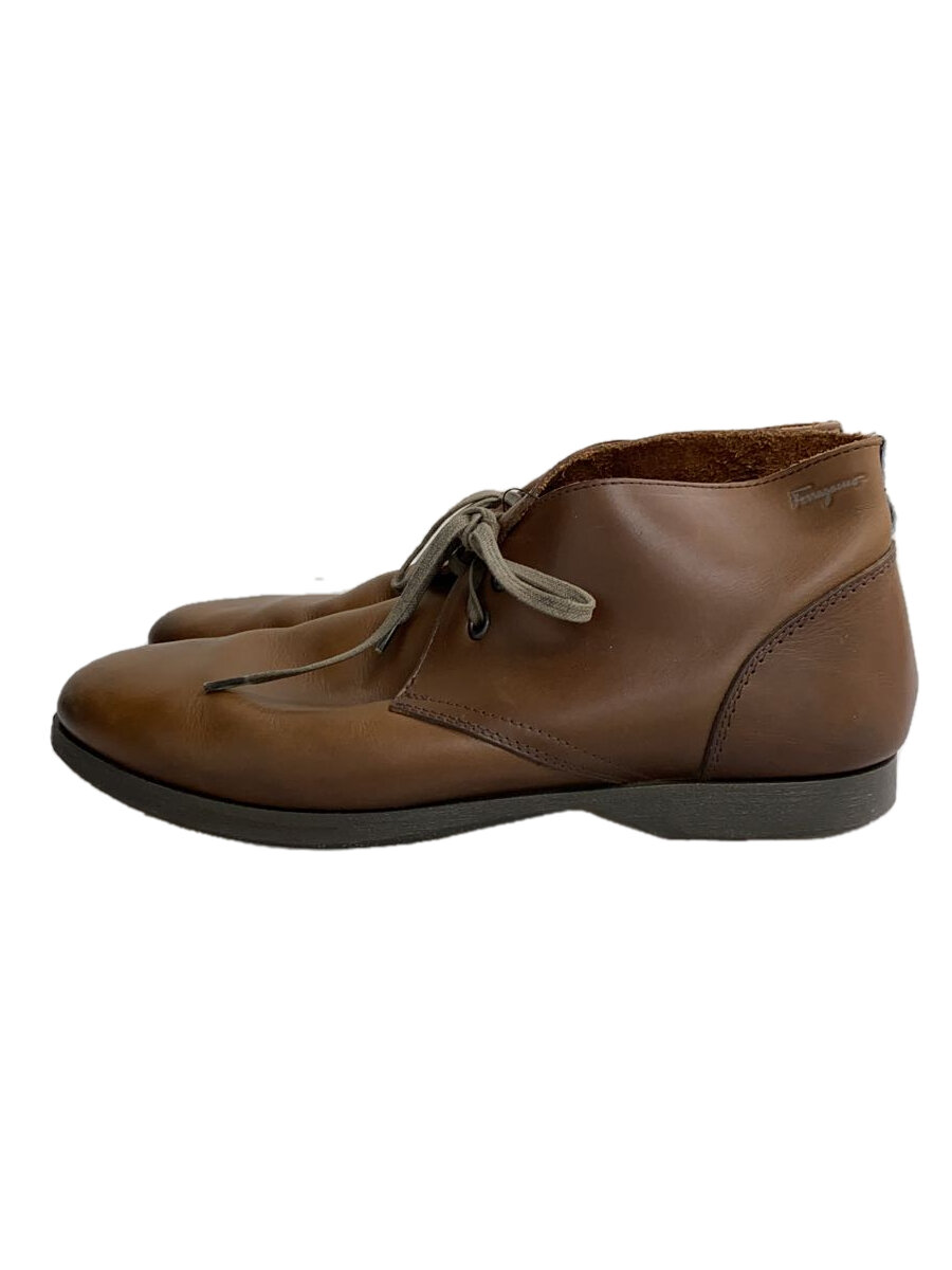 【中古】Salvatore Ferragamo◆チャッカブーツ/UK8.5/BRW/レザー【シューズ】