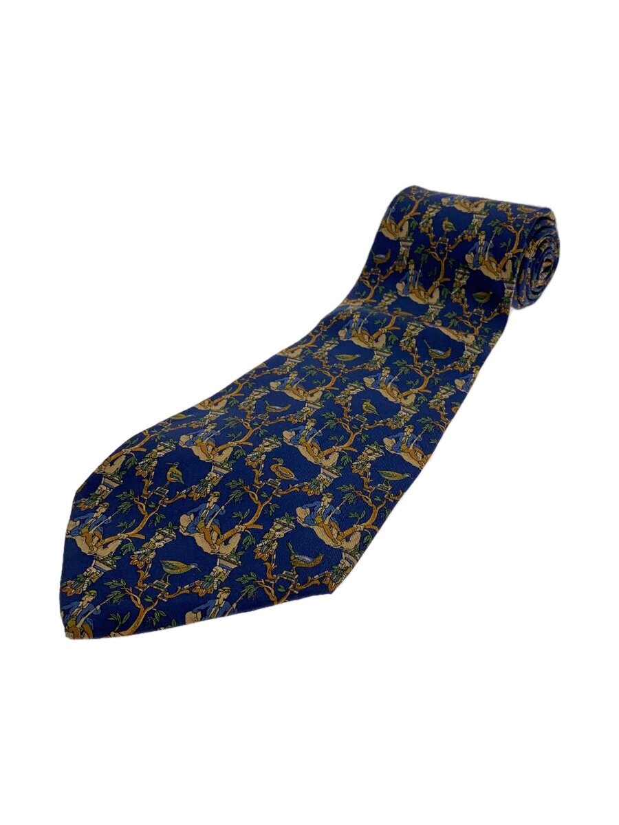 【中古】Salvatore Ferragamo◆ネクタイ/シルク/BLU/総柄/メンズ【服飾雑貨他】