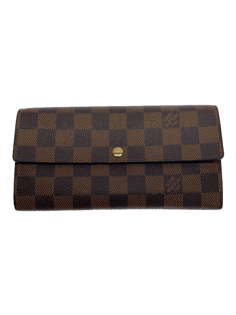 【中古】LOUIS VUITTON◆ポシェット・ポルト・モネ・カルト・クレディ_ダミエ・エベヌ_BRW/PVC/BRW/レディース【服飾雑貨他】