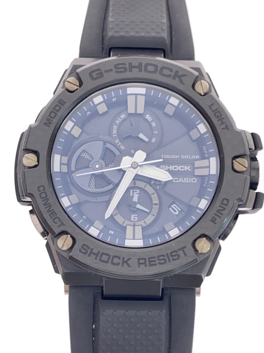 【中古】CASIO◆ソーラー腕時計・G-SHOCK/アナログ/ラバー/BLK/BLK【服飾雑貨他】