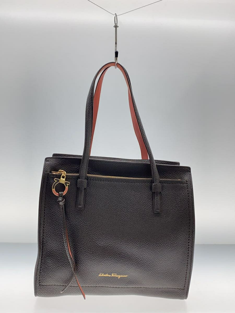 【中古】Salvatore Ferragamo◆ハンドバッグ/--/BRW/無地【バッグ】