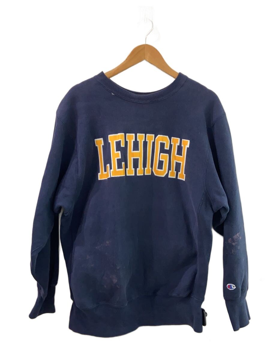 Champion◆90s/USA製/Reverse Weave/LEHIGH/スウェット/XL/コットン/NVY/プリント