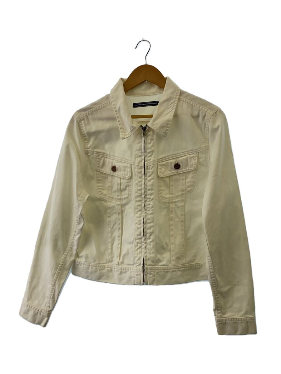【中古】RALPH LAUREN SPORT◆Gジャン/L/コットン/WHT/無地【レディースウェア】