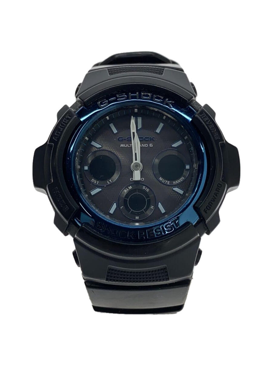 【中古】CASIO◆ソーラー腕時計/デジアナ/ラバー/GRY/BLK/AWG-M100A【服飾雑貨他】