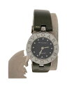 【中古】BVLGARI◆クォーツ腕時計/アナログ/レザー/BLK/GRN/BZ 22 S【服飾雑貨他】