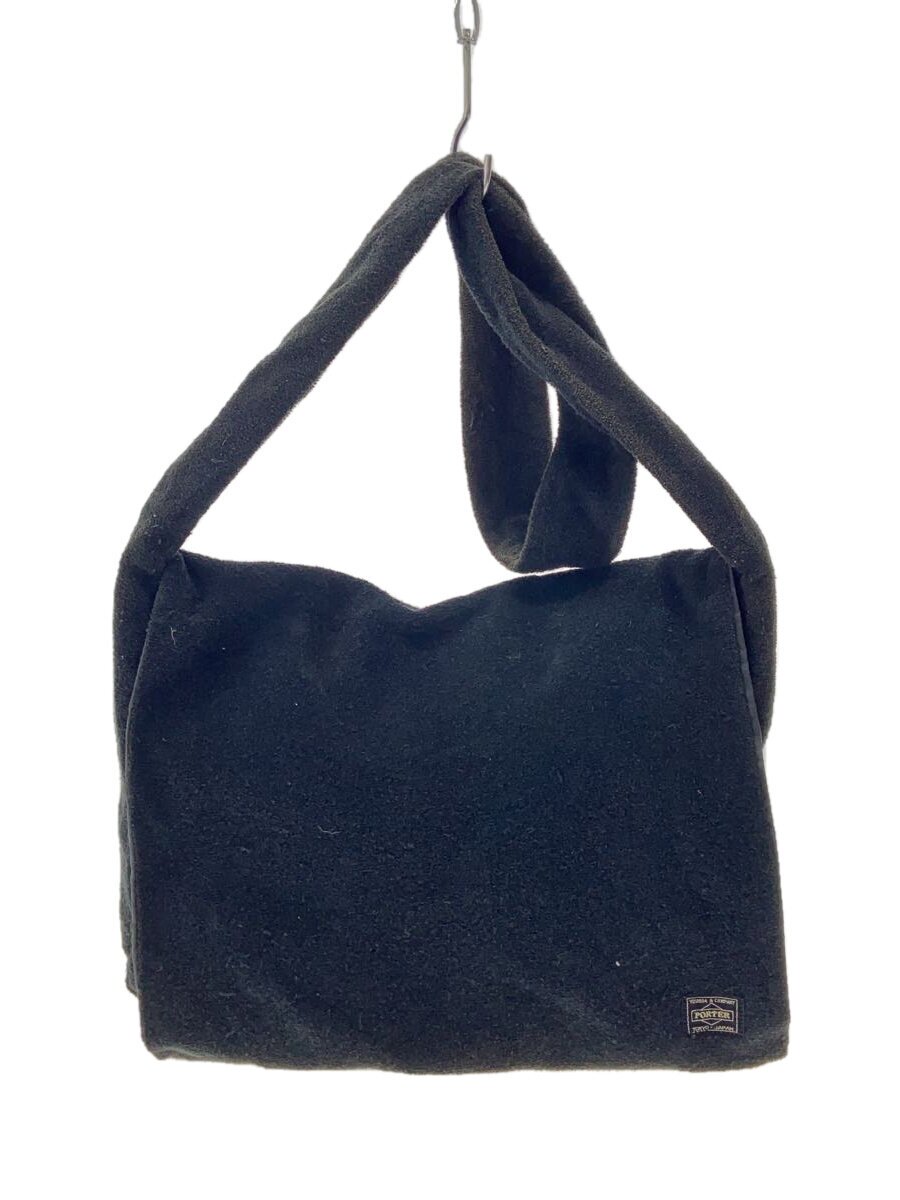 C, D, T, R, W - 【中古】PORTER◆ショルダーバッグ/コットン/BLK/無地/パイル地【バッグ】