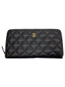 【中古】CHANEL◆長財布/レザー/BLK/レディース【服飾雑貨他】