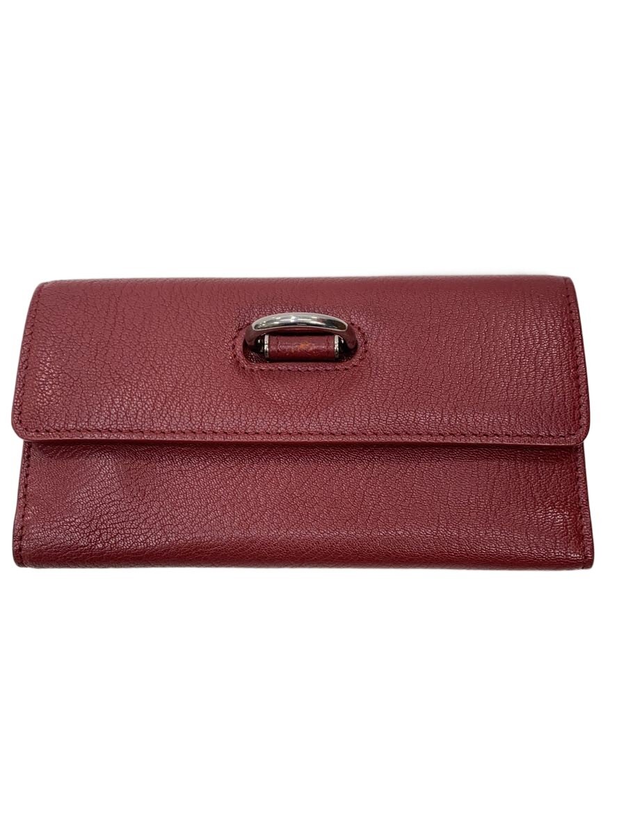 【中古】BURBERRY◆長財布/レザー/RED/レディース【服飾雑貨他】