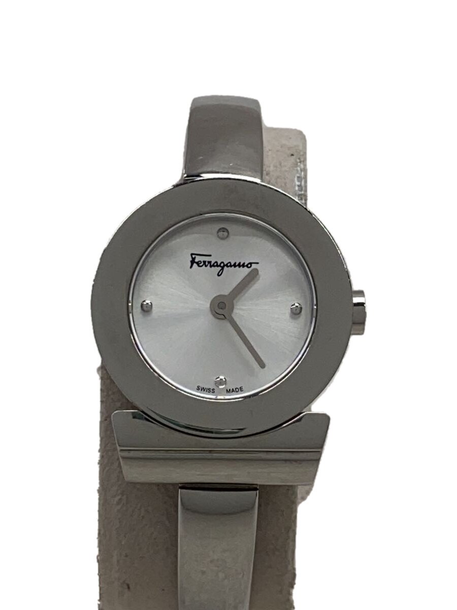 【中古】Salvatore Ferragamo◆腕時計/アナログ/--/WHT/SLV/FQ5【服飾雑貨他】