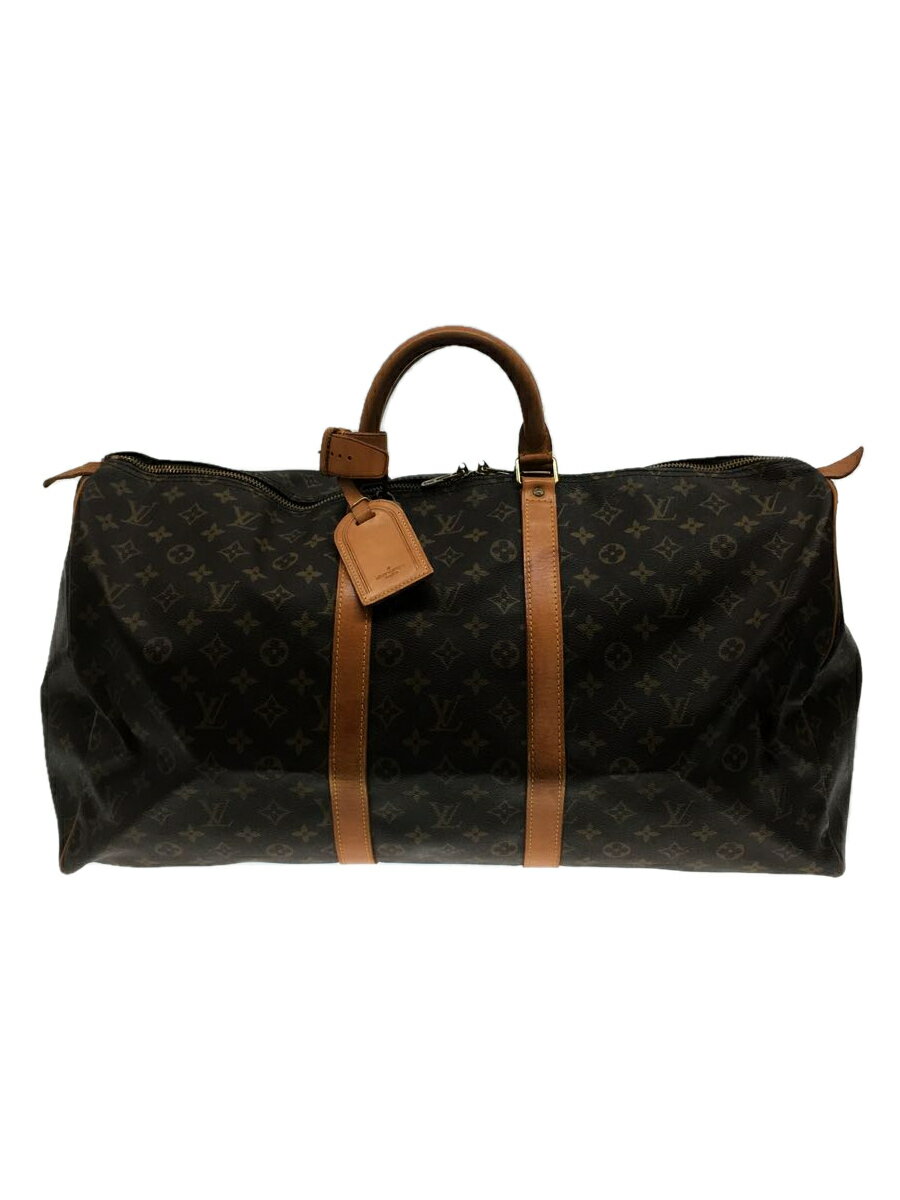 【中古】LOUIS VUITTON◆キーポル55_モノグラム_BRW/PVC/BRW/ボストンバッグ【バッグ】