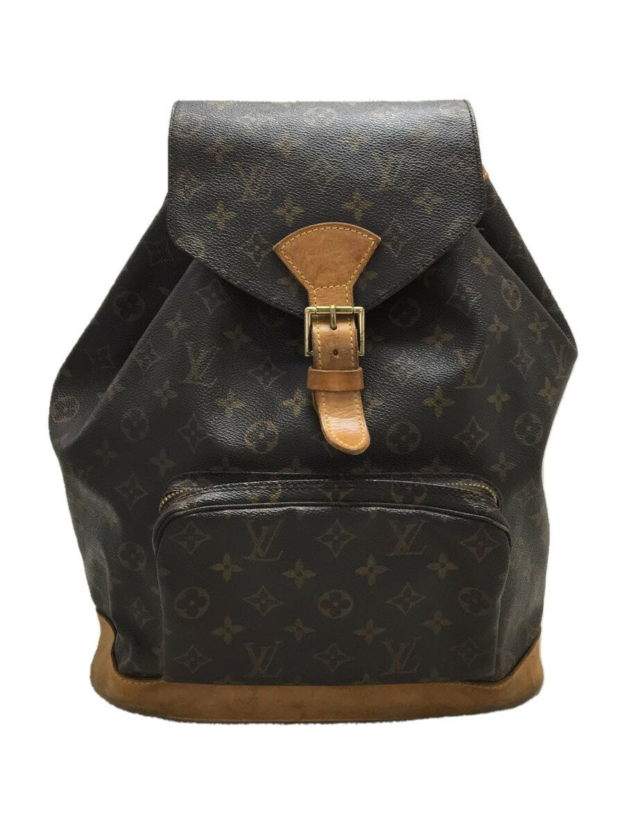 【中古】LOUIS VUITTON◆モンスリ_モノグラム_BRW/PVC/BRW/総柄【バッグ】