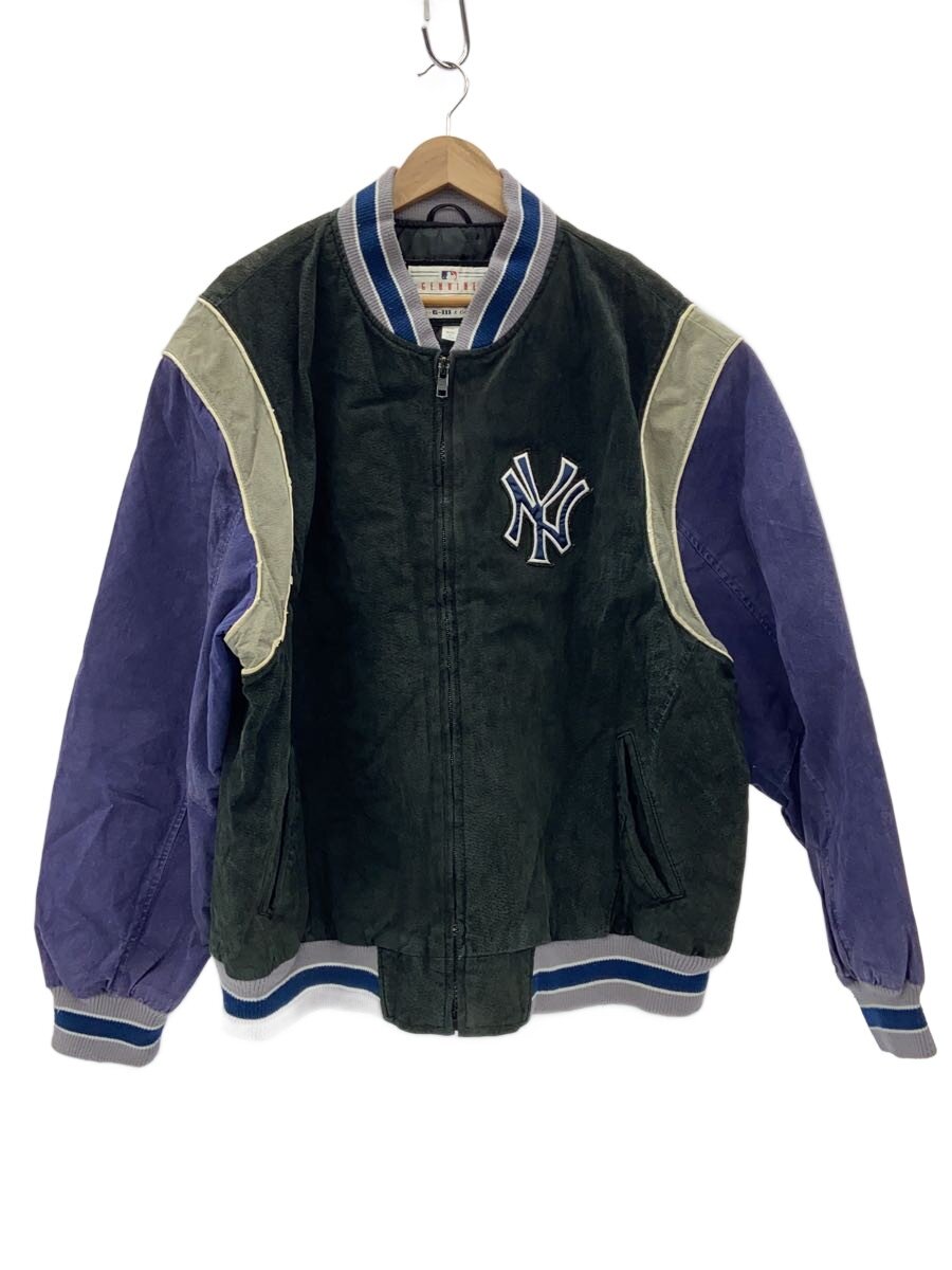 【中古】Genuine Merchandise◆New York Yankees/スタジャン/XXL/レザー/BLK/袖切替部分レザー割れ有【メンズウェア】
