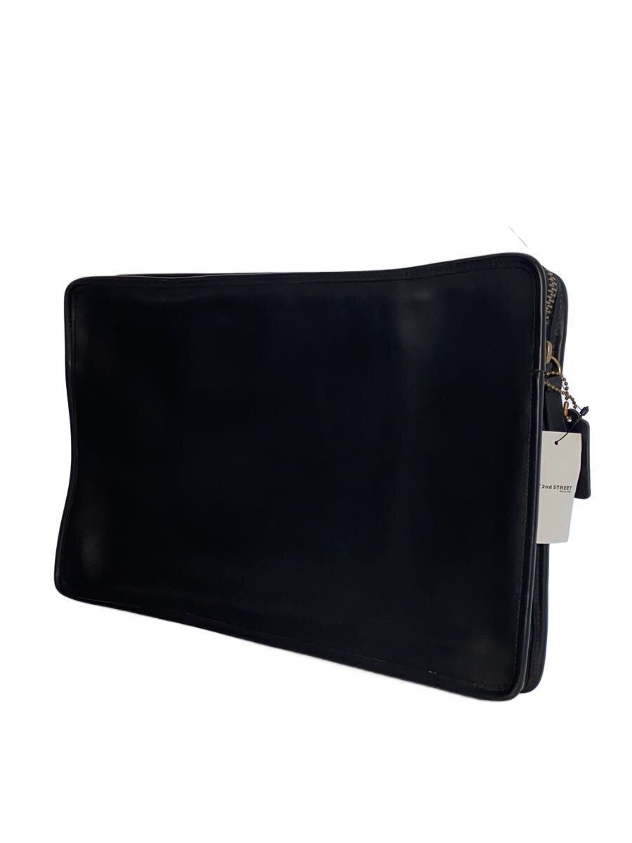 【中古】COACH◆ブリーフケース/レザー/BLK/無地【バッグ】