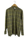 【中古】PILGRIM◆SURF+SUPPLY/ボタンダウン長袖シャツ/L/ウール/GRN/マドラスチェック/シェルボタン【メンズウェア】