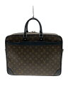 【中古】LOUIS VUITTON◆ポルト・ドキュマン・ヴォワヤージュGM_モノグラム・マカサー_BRW/PVC/BRW/総柄/ビジネス【バッグ】