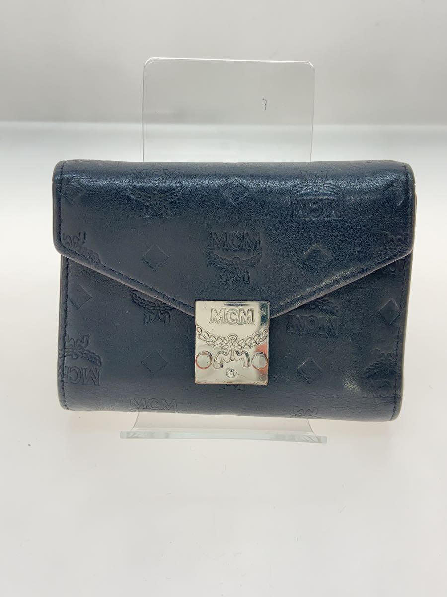 【中古】MCM◆3つ折り財布/レザー/BLK/レディース/MYS9APA54BK001【服飾雑貨他】