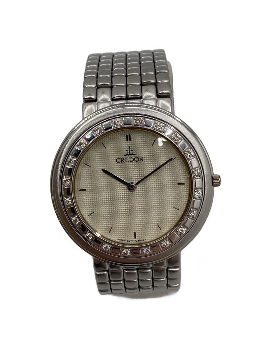 【中古】CREDOR◆クレドール/クォーツ腕時計/8N70-6030/アナログ/18KT（K18WG)ダイヤモンドベゼル/? NULL ?//【服飾雑貨他】